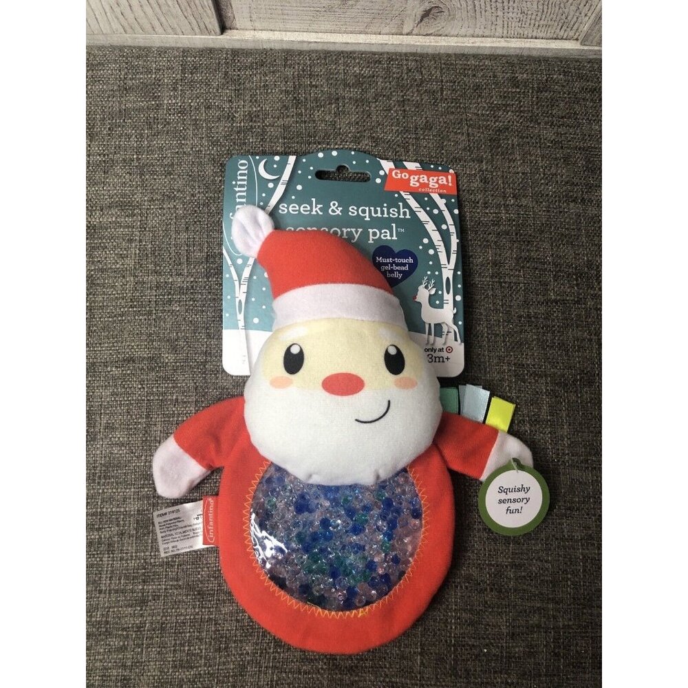Infantino Go Gaga Holiday Santa Seek Squish Sensory Pal Gel Based Belly
